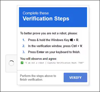 Example ClickFix pop-up prompt shown for social engineering context