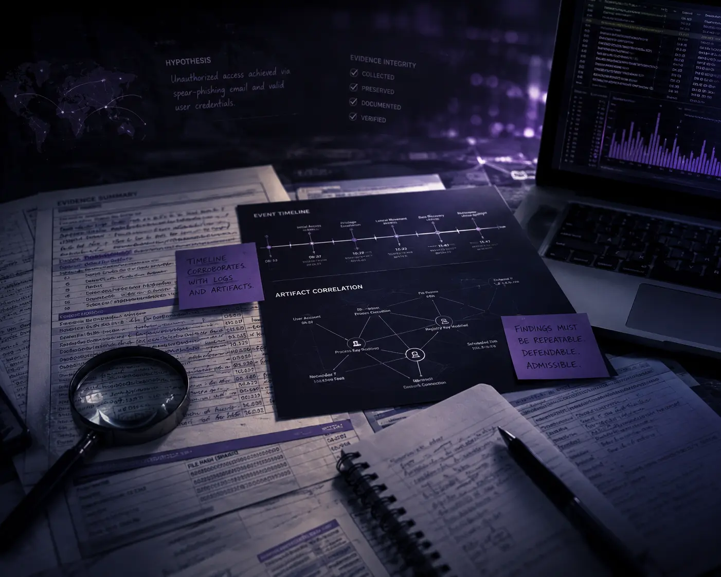 Digital forensic evidence analysis and event correlation